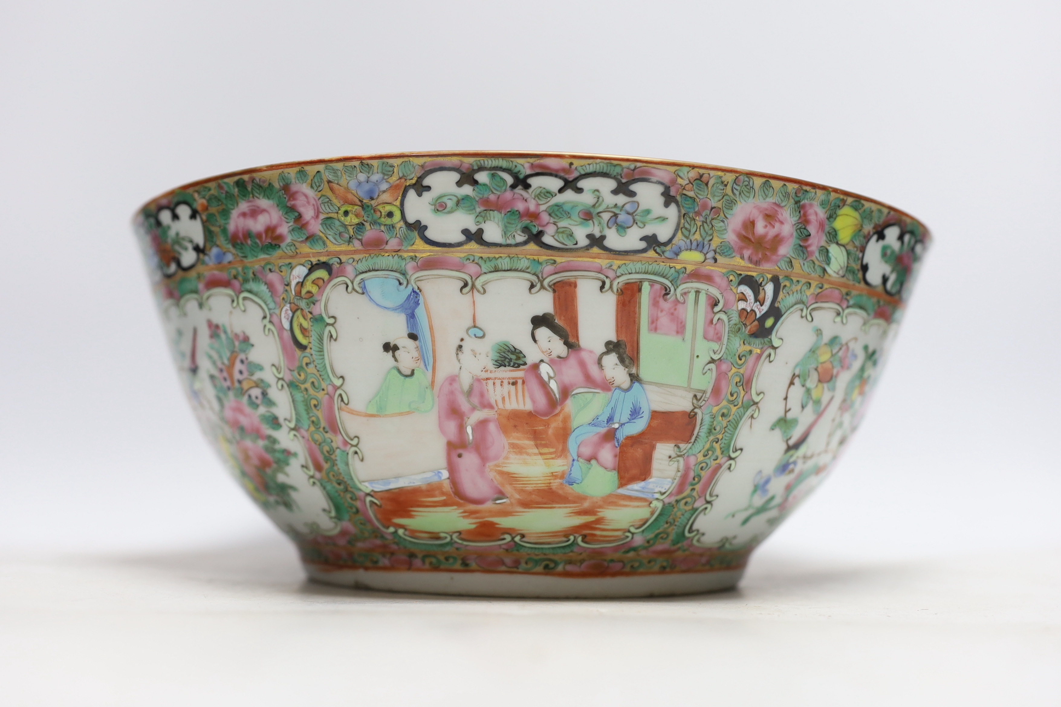 A large late 19th century Chinese famille rose bowl, 29cm in diameter